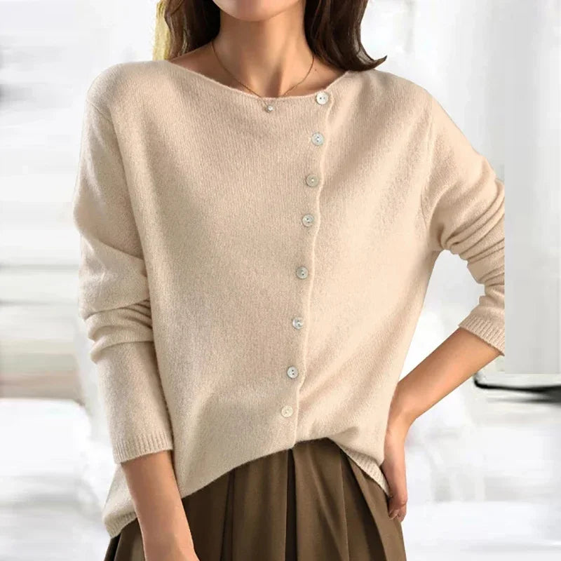 Kyra™ - Asymmetrical Button Sweater