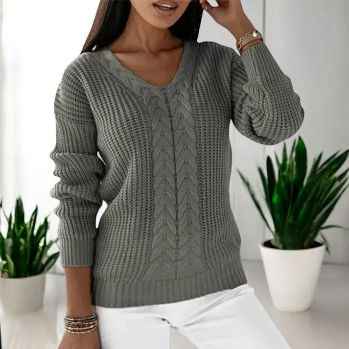 Solaine™ - Classic V-Neck Sweater